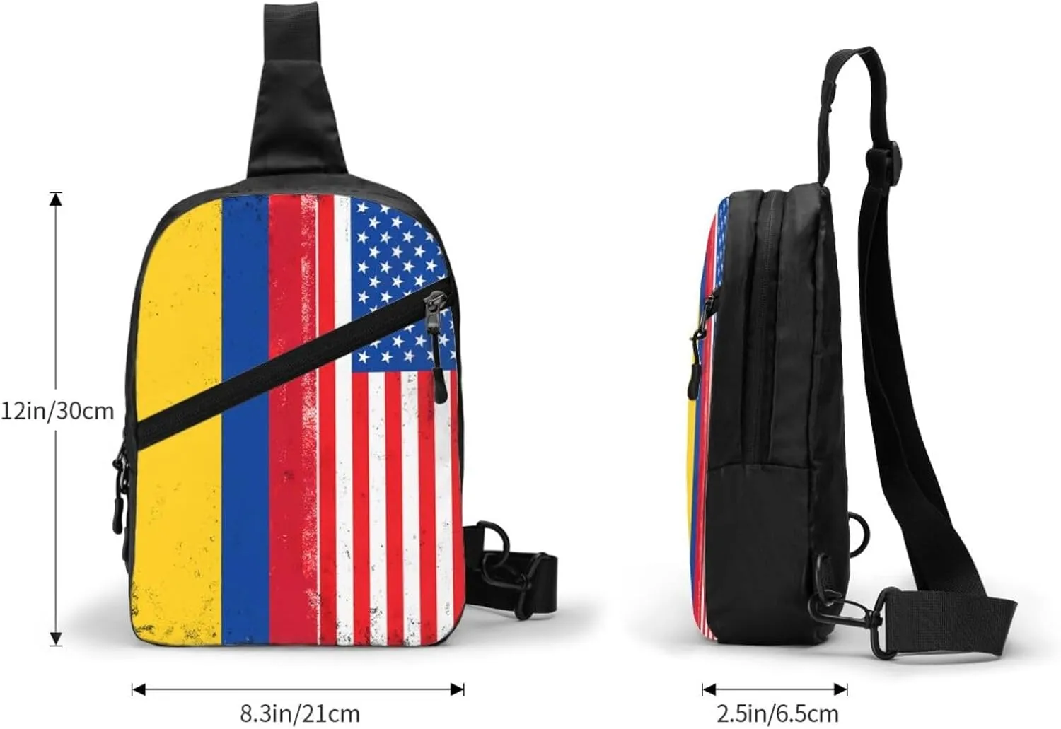 Colombian Colombia American Flag Packable Crossbody Bag Portable Sling Bags Foldable Travel Daypack Reusable Sports Shoulder Backpack Diagonally Chest Bag for Workout