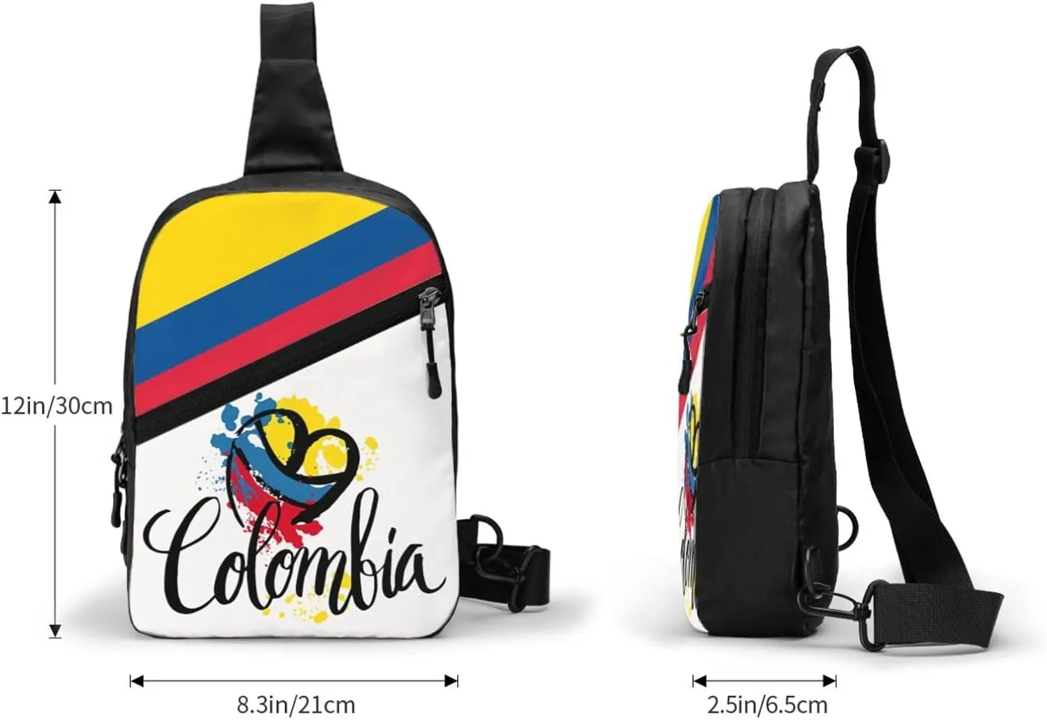 Colombian Colombia Flag Packable Crossbody Bag Portable Sling Bags Foldable Travel Daypack Reusable Sports Shoulder Backpack Diagonally Chest Bag for Workout