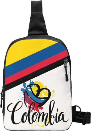 Colombian Colombia Flag Packable Crossbody Bag Portable Sling Bags Foldable Travel Daypack Reusable Sports Shoulder Backpack Diagonally Chest Bag for Workout