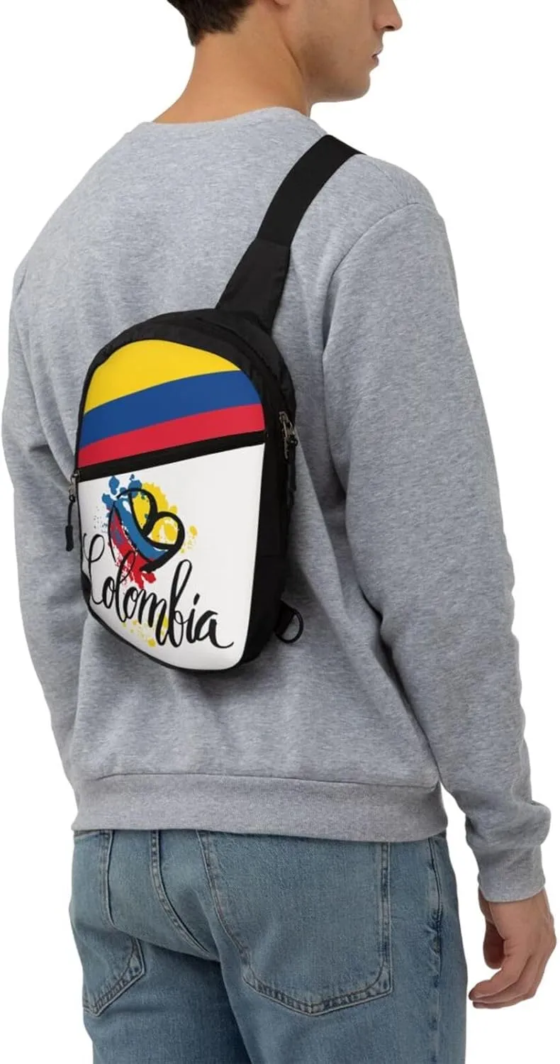 Colombian Colombia Flag Packable Crossbody Bag Portable Sling Bags Foldable Travel Daypack Reusable Sports Shoulder Backpack Diagonally Chest Bag for Workout