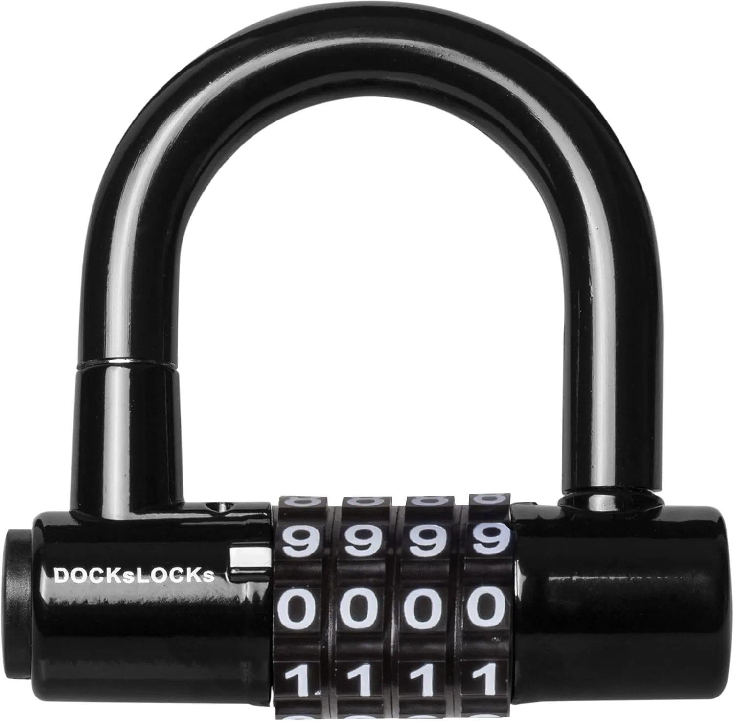Compact Heavy Duty Weather Resistant Padlock Style Anti Theft U-Lock with Resettable Combination for Gyms, Bikes, Security Cables, Gates
