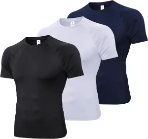 Compression Shirt Men Short Sleeve T-Shirt Cool Dry Top Baselayer Undershirts for Workout Gym Football Basketball