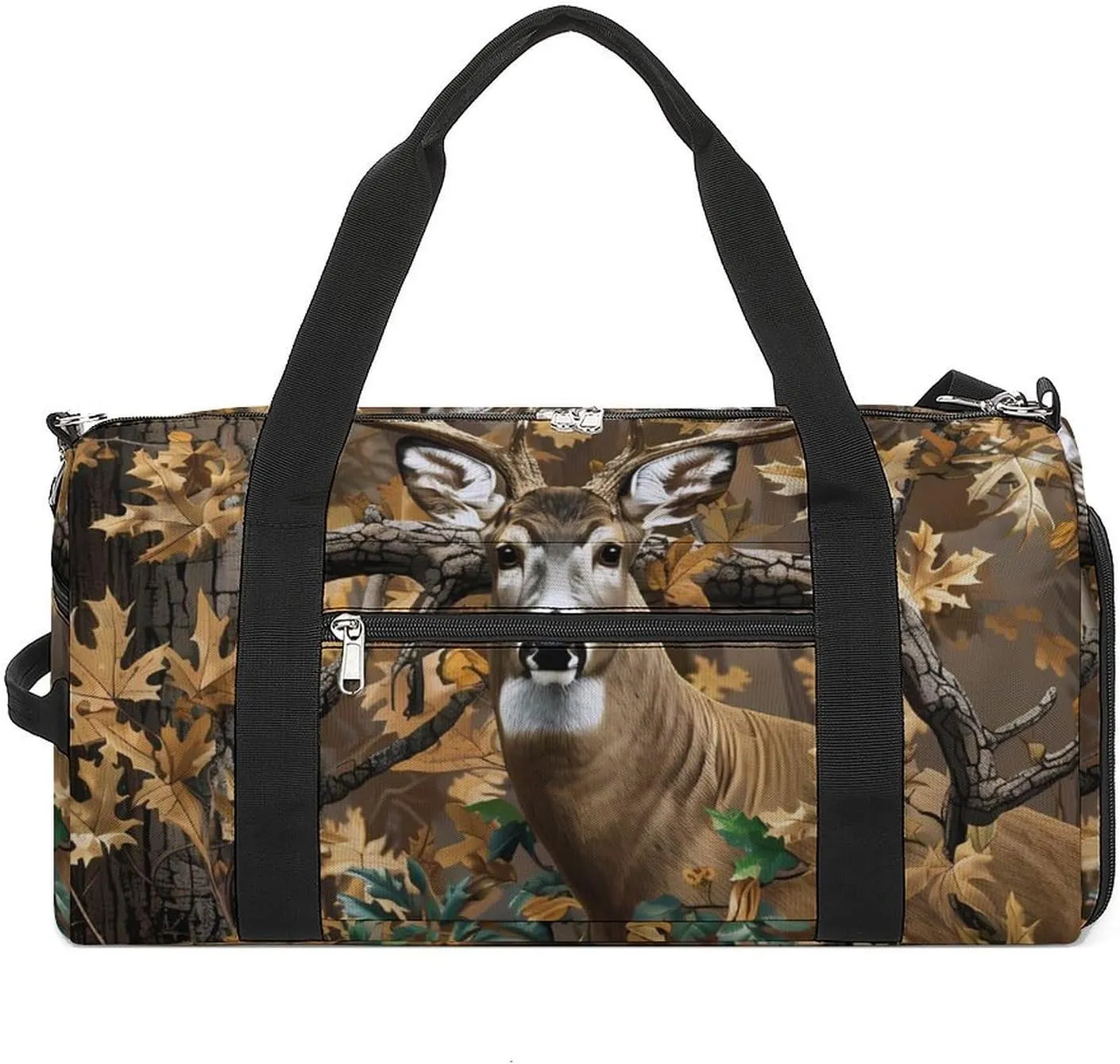 Cool Deer Camouflage Hunting Funny Gym Bag Travel Tote Bag Duffel Bag with Shoe Compartment for Weekender Sports Vacation