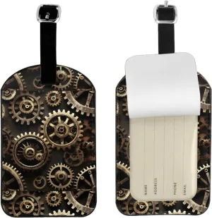 Cool Steampunk Gears Print Airplane Luggage Tag Elegant Luggage Tag 4.3 X 2.76 Inch for Suitcases Travel Bags