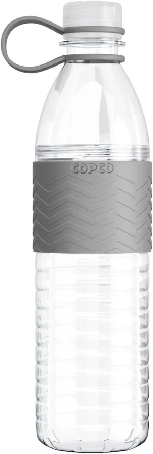 Copco Hydra 20 oz Tritan Water Bottle with Spill Resistant Lid & Non-Slip Sleeve - BPA-Free, Dishwasher Safe, Fits in Cup Holders, Great for Gym, Travel, Office - Durable & Lightweight (Grey)