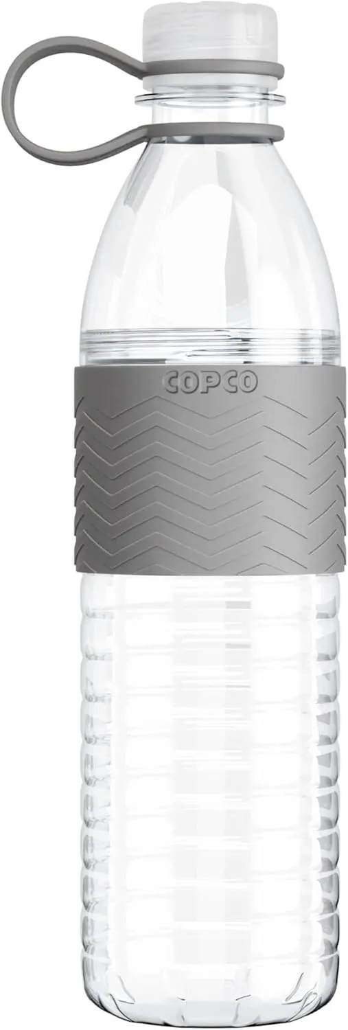 Copco Hydra 20 oz Tritan Water Bottle with Spill Resistant Lid & Non-Slip Sleeve - BPA-Free, Dishwasher Safe, Fits in Cup Holders, Great for Gym, Travel, Office - Durable & Lightweight (Grey)