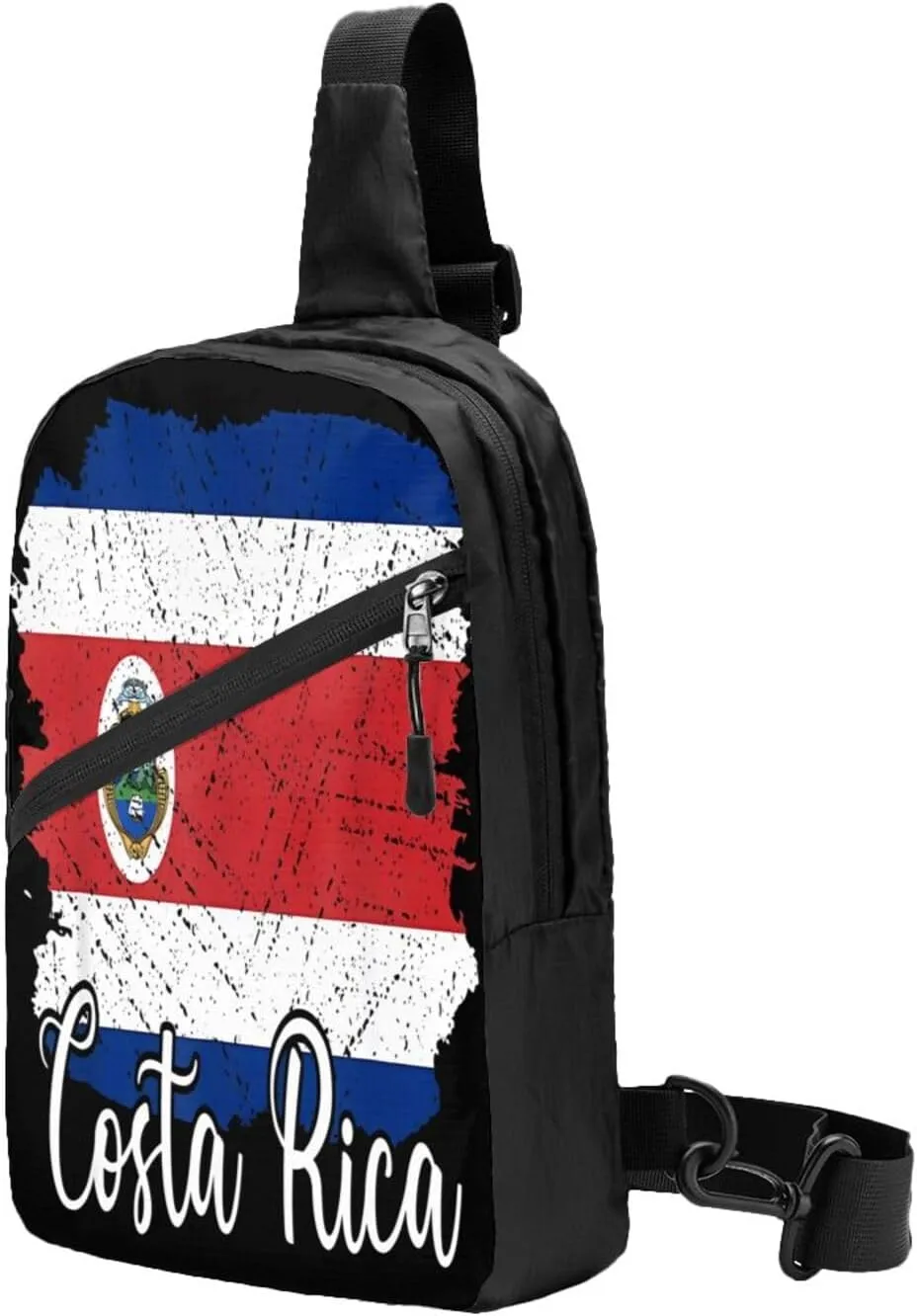 Costa Rica Flag Costa Rican Flags Packable Crossbody Bag Portable Sling Bags Foldable Travel Daypack Reusable Sports Shoulder Backpack Diagonally Chest Bag for Workout