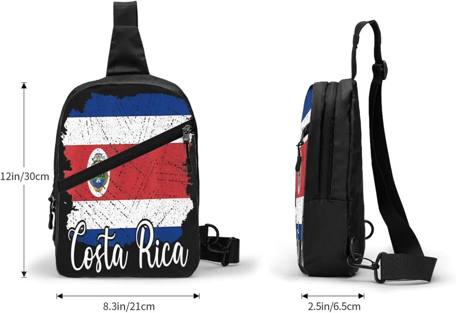 Costa Rica Flag Costa Rican Flags Packable Crossbody Bag Portable Sling Bags Foldable Travel Daypack Reusable Sports Shoulder Backpack Diagonally Chest Bag for Workout