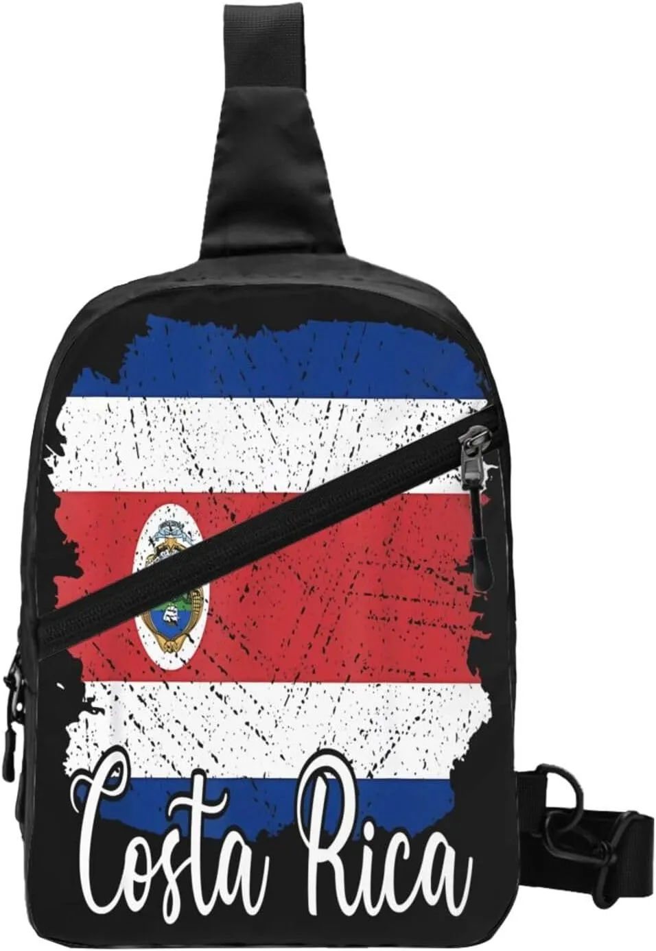 Costa Rica Flag Costa Rican Flags Packable Crossbody Bag Portable Sling Bags Foldable Travel Daypack Reusable Sports Shoulder Backpack Diagonally Chest Bag for Workout
