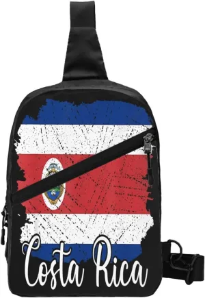 Costa Rica Flag Costa Rican Flags Packable Crossbody Bag Portable Sling Bags Foldable Travel Daypack Reusable Sports Shoulder Backpack Diagonally Chest Bag for Workout