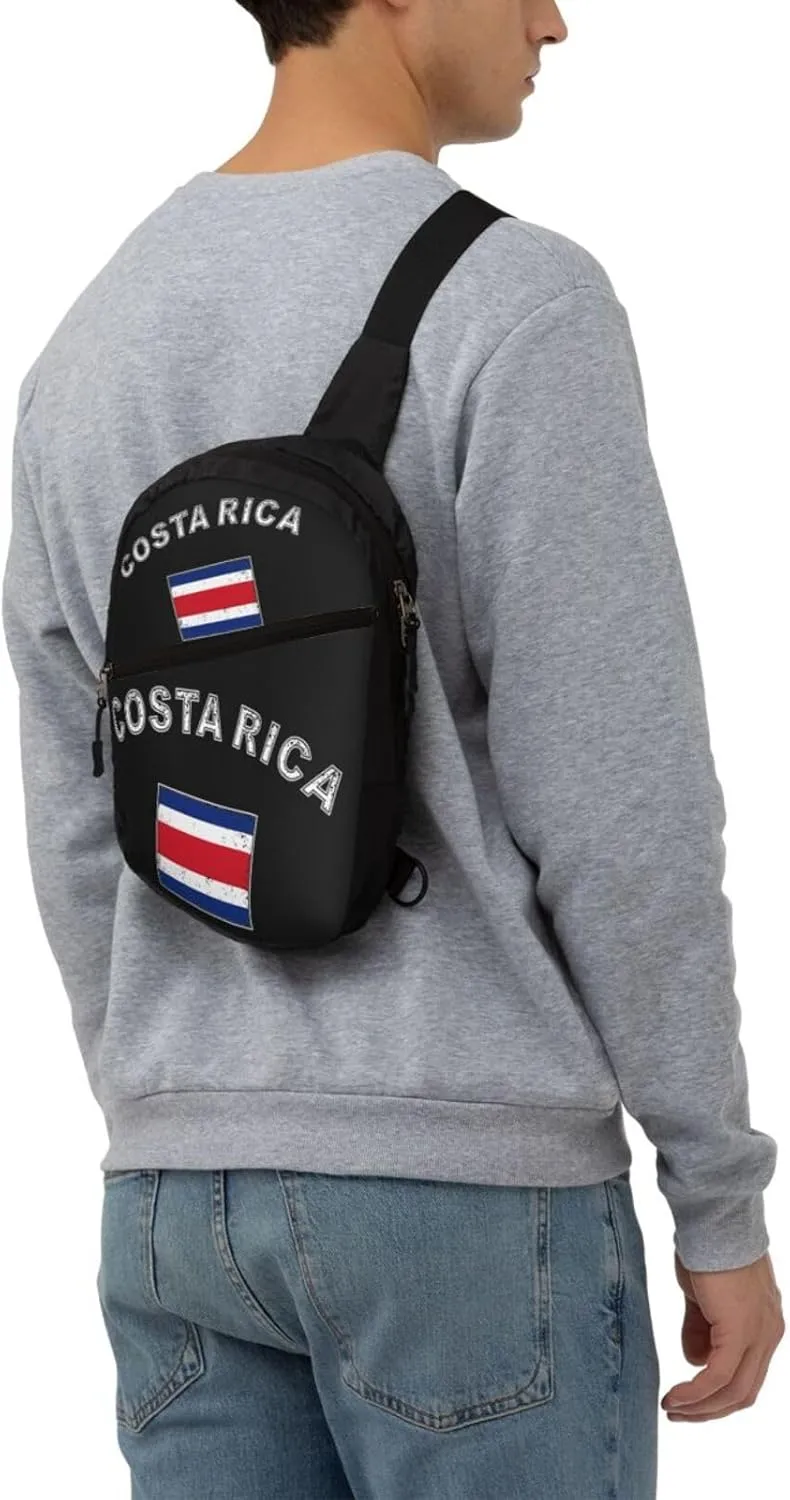 Costa Rica Flag Latin America Packable Crossbody Bag Portable Sling Bags Foldable Travel Daypack Reusable Sports Shoulder Backpack Diagonally Chest Bag for Workout