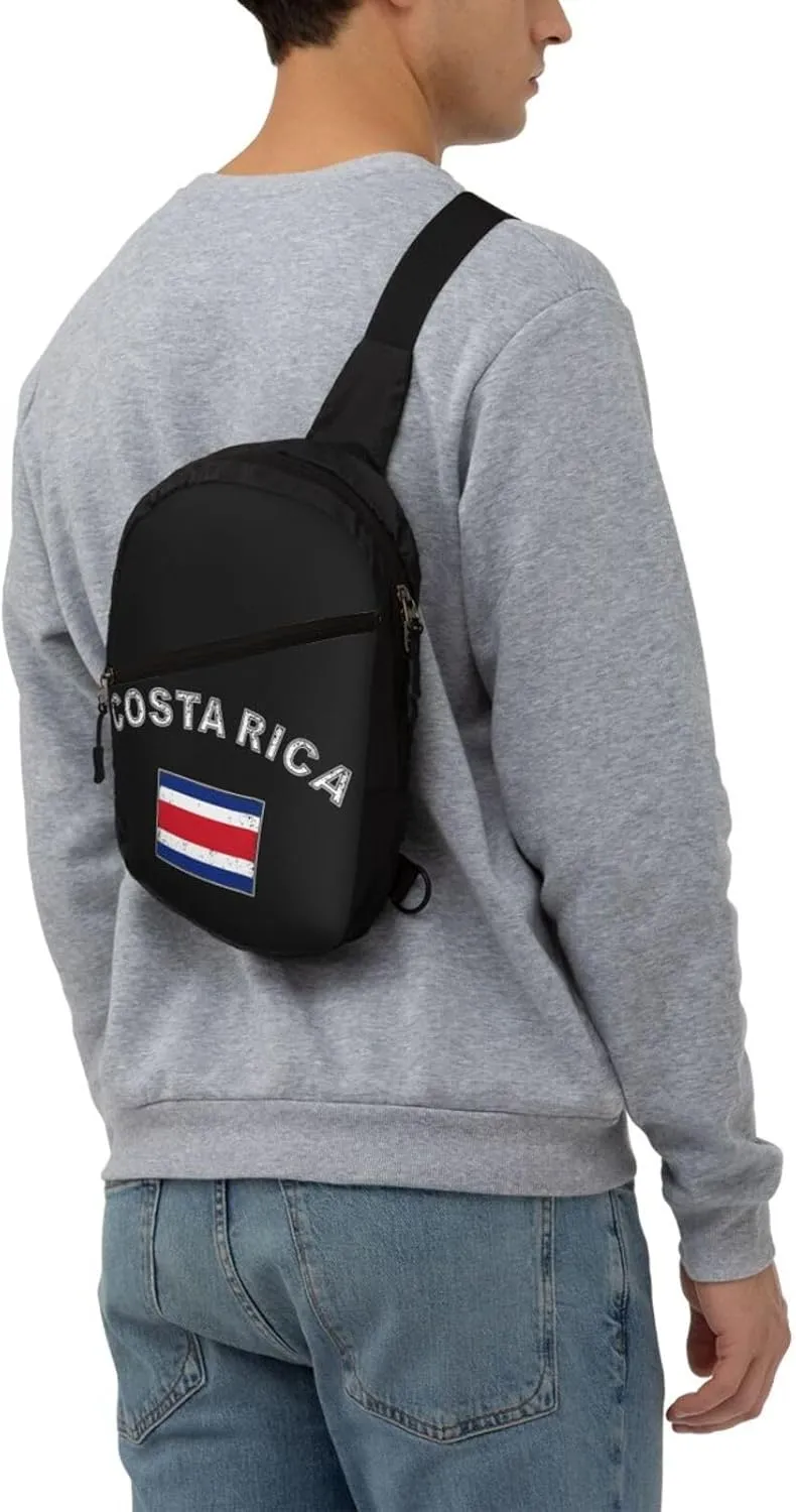 Costa Rica Flag Latin America Packable Crossbody Bag Portable Sling Bags Foldable Travel Daypack Reusable Sports Shoulder Backpack Diagonally Chest Bag for Workout
