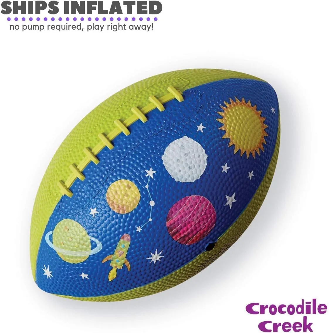 Crocodile Creek Football for Kids Ages 3 and Up - Inflatable Ball for Flag Football Games and Outdoor Sports - Made from Rubber - Solar System - 8-inch Length