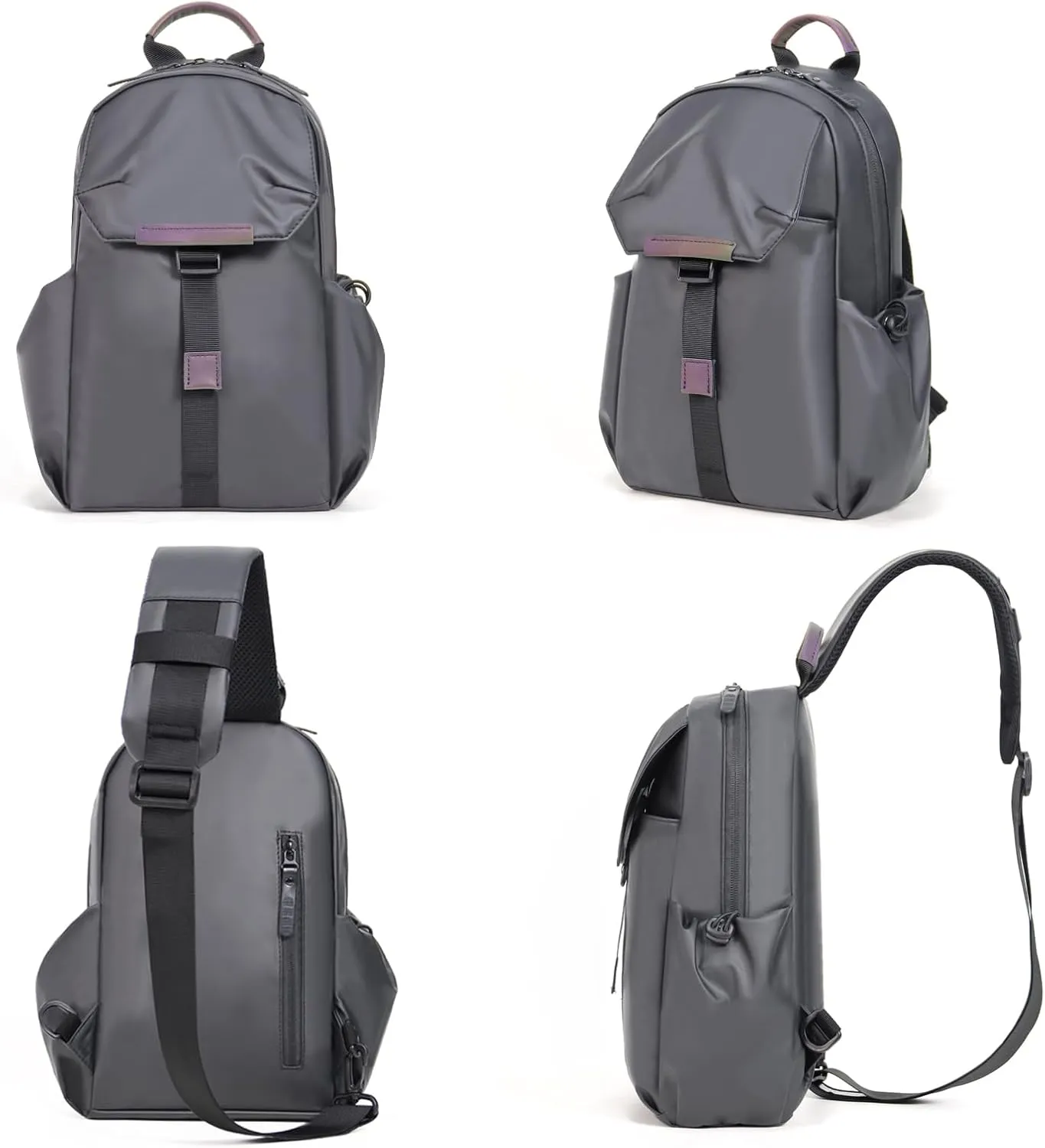 Crossbody Sling Backpack Sling Bag Travel Hiking Chest Bag Daypack，Water-Resistant (gray, small)