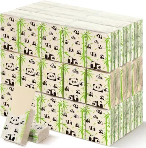 Ctosree 50 Pack Panda Bamboo Pocket Tissues Travel Size Bulk 500 Sheet Mini Small Compostable Facial Tissues 3 Ply Individual Packs Party Favors Gift Bag Stuffers