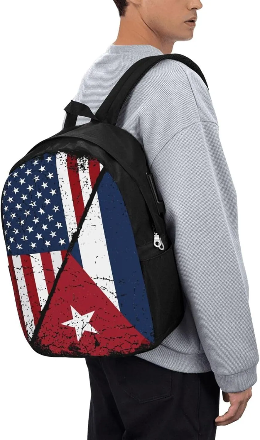 Cuba Cuban American Flag Travel Backpack 17-Inch Laptop Backpacks Business Rucksack Casual Sport Daypack with USB Charging Port Carry-on Bag for Camping Biking