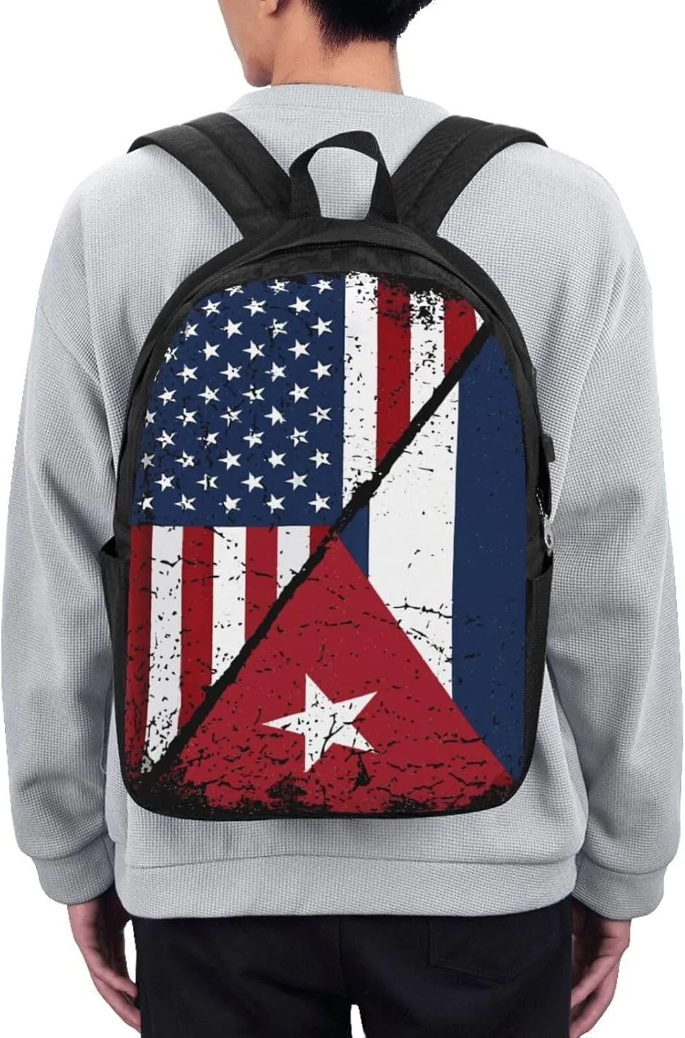 Cuba Cuban American Flag Travel Backpack 17-Inch Laptop Backpacks Business Rucksack Casual Sport Daypack with USB Charging Port Carry-on Bag for Camping Biking
