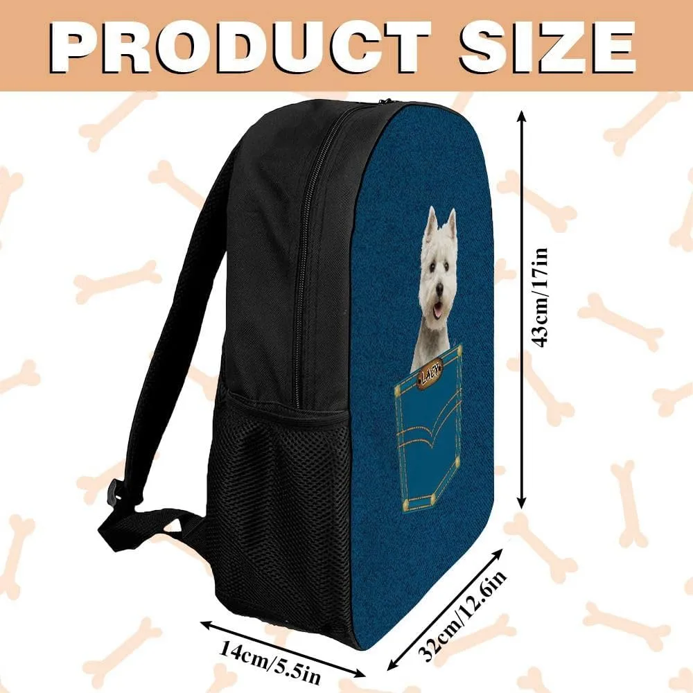 Cute Australian Shepherd Australian Cattle Backpack Bookbag Custom Blue Jeans Print Daypack Laptop Bag for Work Travel Hiking 17 Inch Lightweight