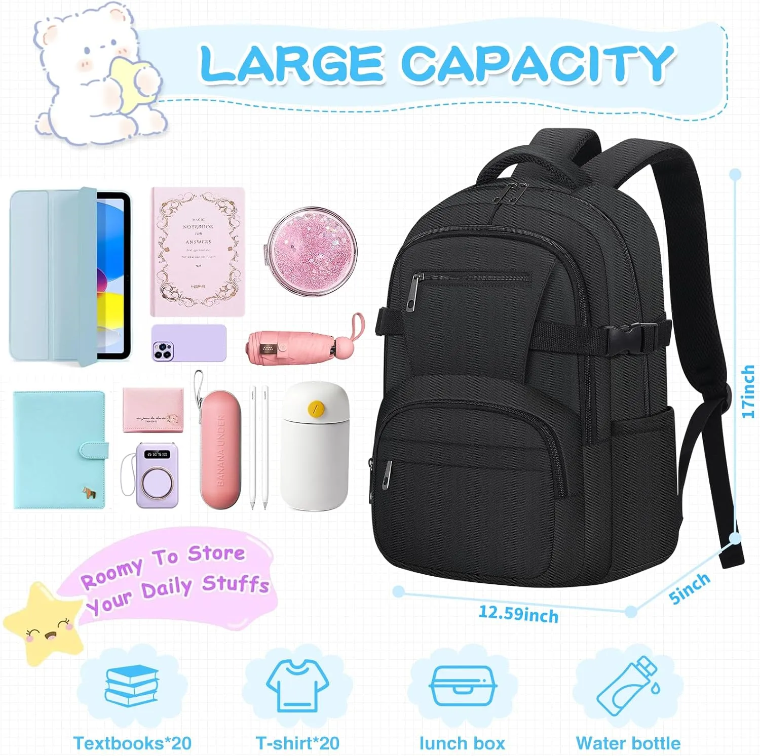Cute Backpack for School Girls Kids Aesthetic School Bag Backpack for Women Travel Laptop Child Bookbags