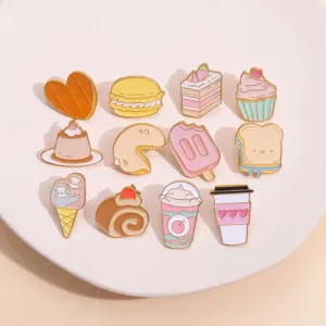 Cute Food Enamel Pins Set