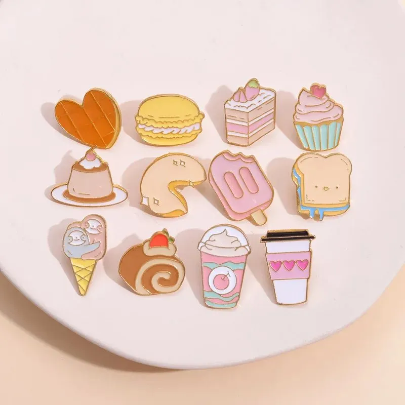 Cute Food Enamel Pins Set