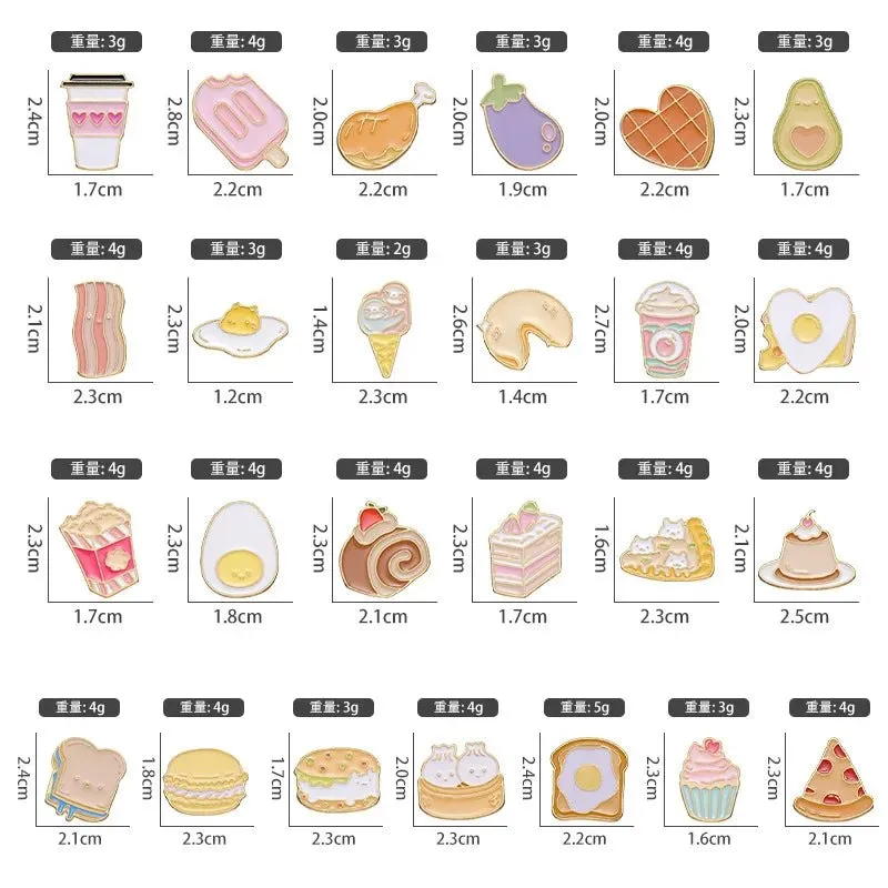 Cute Food Enamel Pins Set