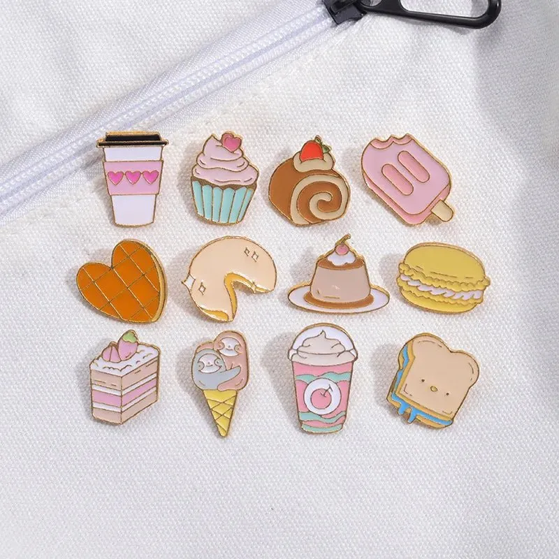 Cute Food Enamel Pins Set