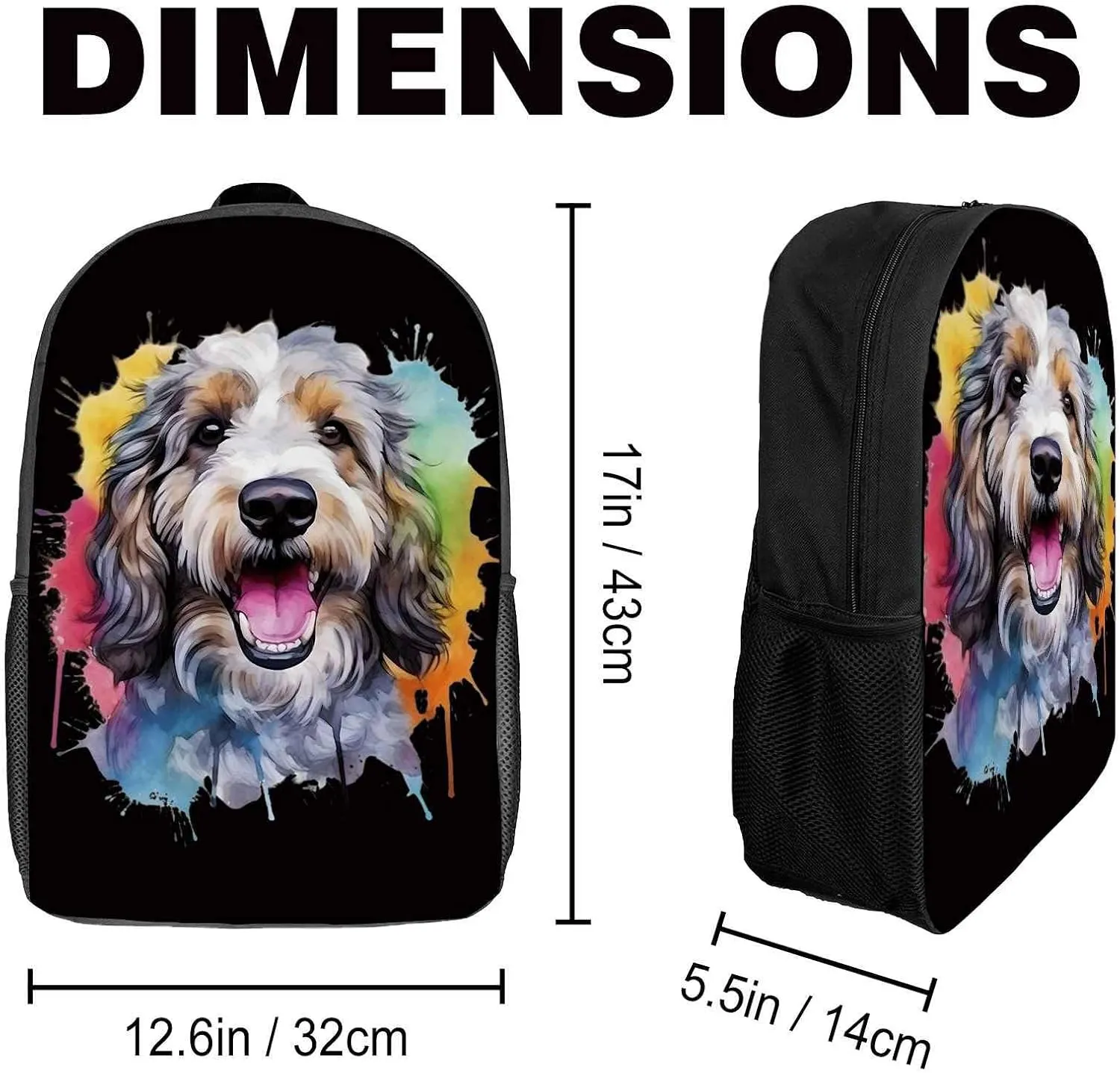 Cute Laptop Backpack Watercolor Cute Norwegian Lundehund Dog Shoulder Bags Travel Backpack 17 Inch White