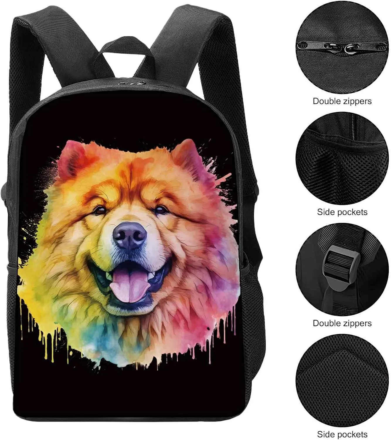 Cute Laptop Backpack Watercolor Cute Norwegian Lundehund Dog Shoulder Bags Travel Backpack 17 Inch White