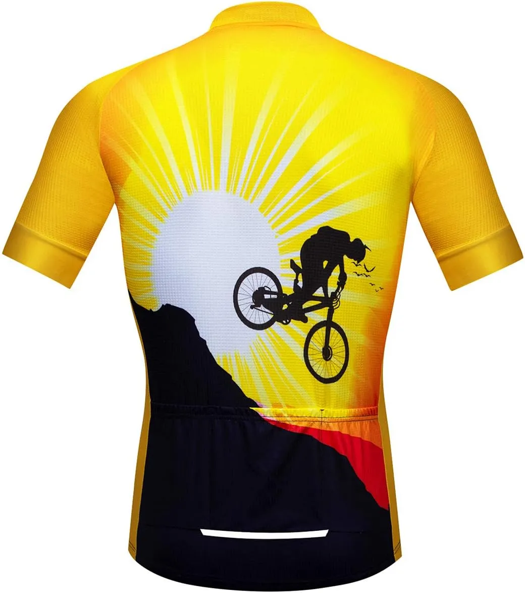 Cycling Jerseys Men,Mountain Bike Jersey Summer Short Sleeve Breathable Bicycle Tops Riding Bike Shirts Quick Dry