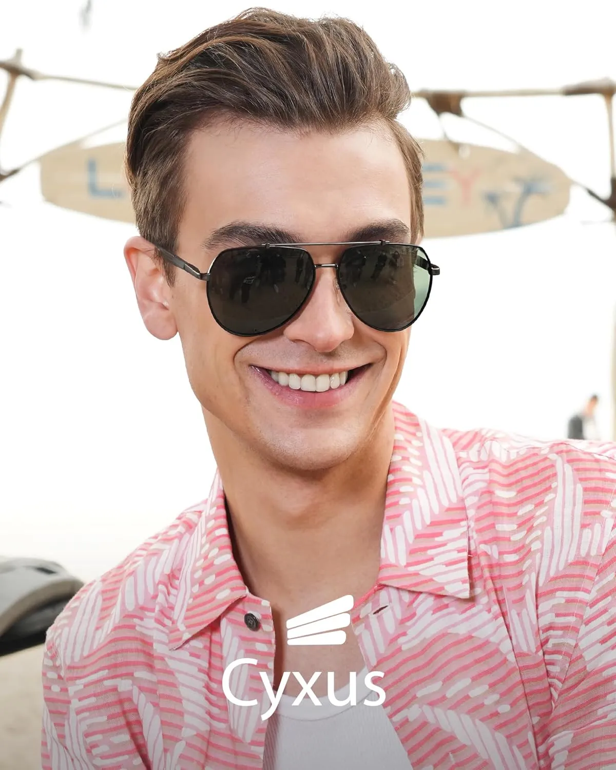 Cyxus Military Aviator Sunglasses for Men Trendy Pilot Shade Metal Frame Polarized Lens UV Protection for Outdoor
