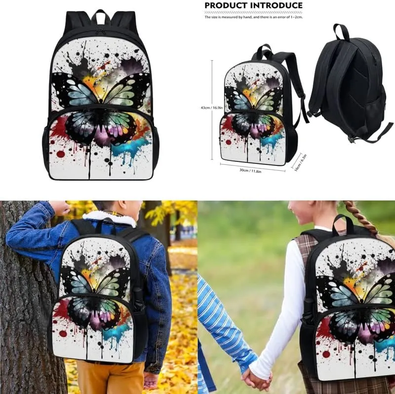 Dachshund School Bag Junior High School Bag Cute Watercolor Puppy Dog Teens Shoulder Lunch Box Minimalist Aesthetic Art Red Balloon Pen Bag Girls Backpack Sets