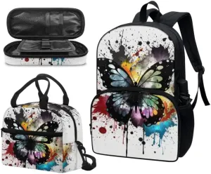 Dachshund School Bag Junior High School Bag Cute Watercolor Puppy Dog Teens Shoulder Lunch Box Minimalist Aesthetic Art Red Balloon Pen Bag Girls Backpack Sets