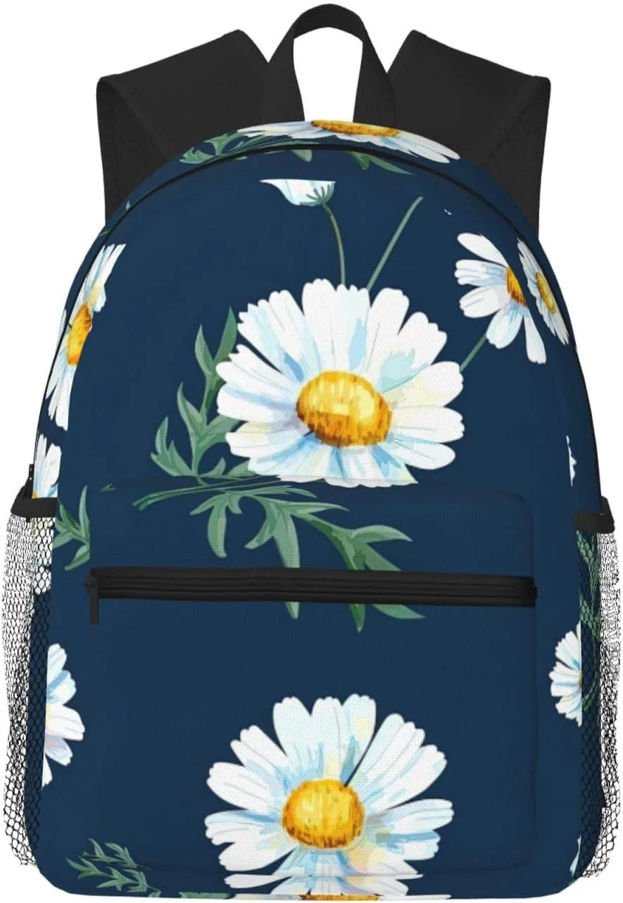Daisy' Print Comfortable Backpack,Your Essential Casual Travel Bag For Outdoor Adventures
