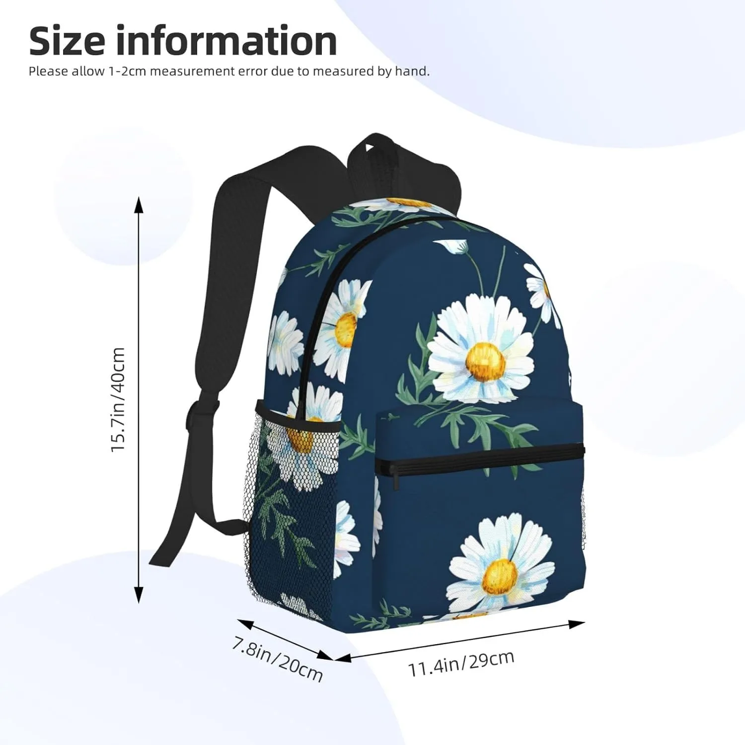 Daisy' Print Comfortable Backpack,Your Essential Casual Travel Bag For Outdoor Adventures