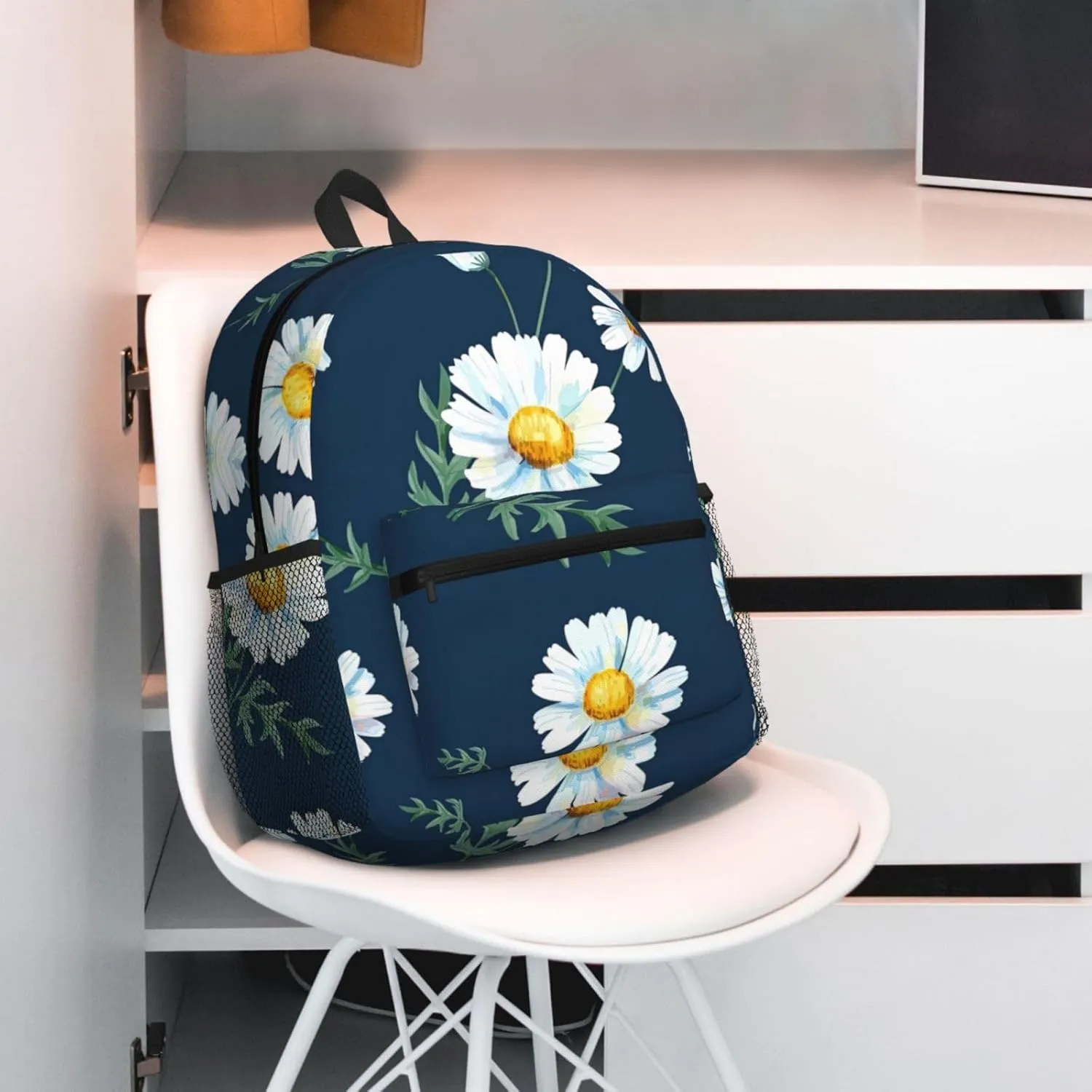 Daisy' Print Comfortable Backpack,Your Essential Casual Travel Bag For Outdoor Adventures
