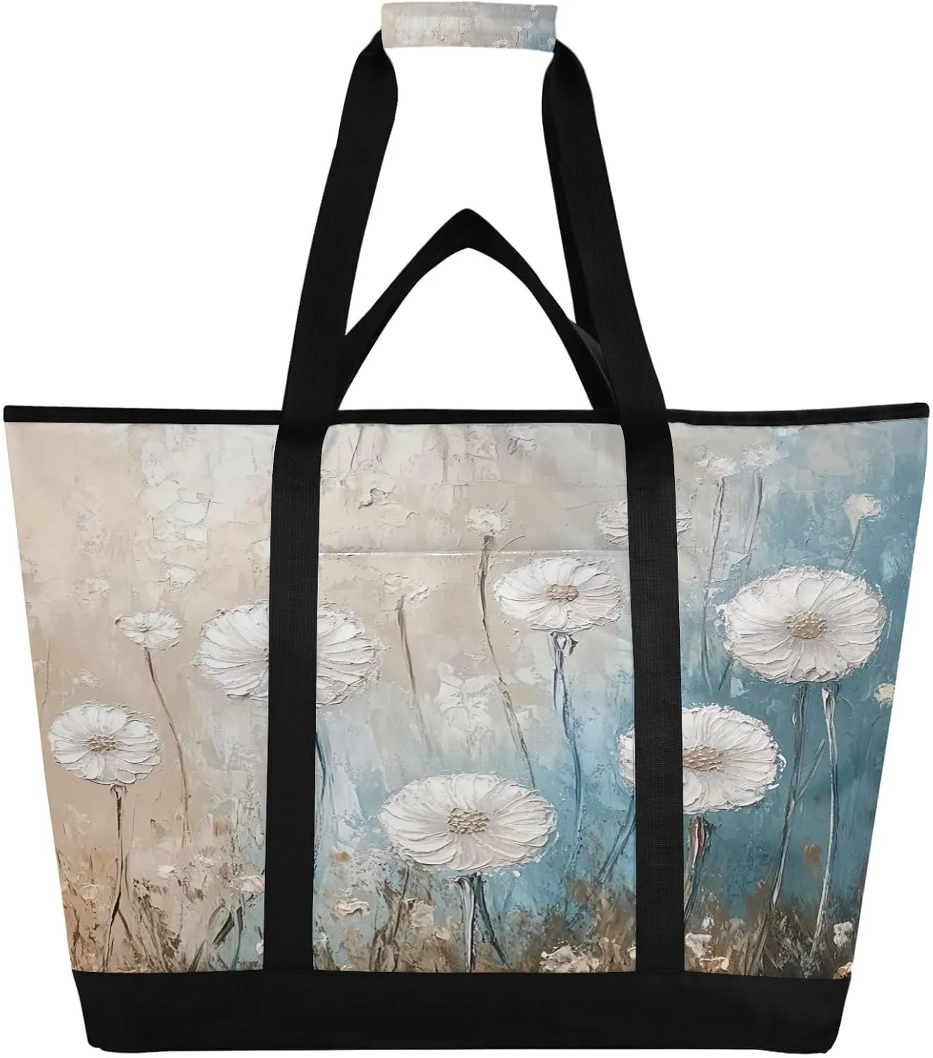 Dandelion Reusable Insulated Lunchbox Cooler Bag, Leakproof Kitchen Grocery Bag Collapsible Portable Cooler Tote Bag for Picnic, Camping, Office, Travel