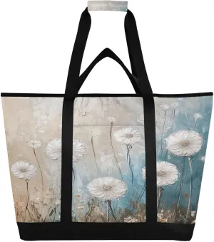 Dandelion Reusable Insulated Lunchbox Cooler Bag, Leakproof Kitchen Grocery Bag Collapsible Portable Cooler Tote Bag for Picnic, Camping, Office, Travel