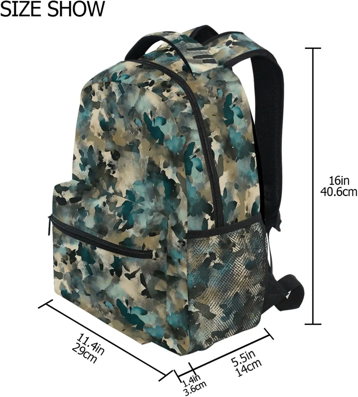 Day Backpack for Women Men Fashion Sports Backpack with Chest Strap Gift Men & Women Army Camouflage Teal Camouflage