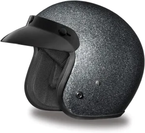 Daytona Helmets 3/4 Shell Open Face Motorcycle Helmet – DOT Approved [Gun Metal Flake] [L]