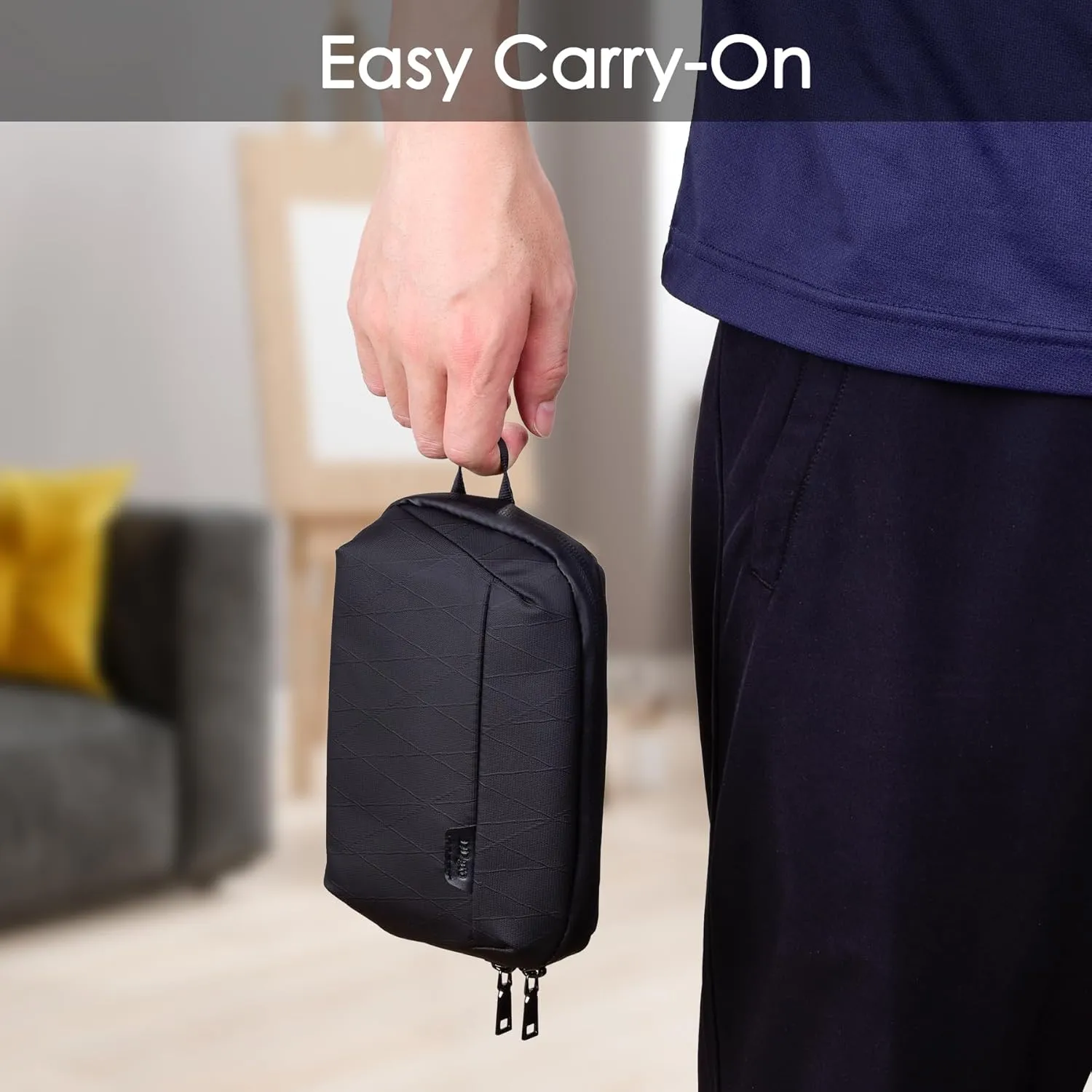 DDgro Travel Organizer Electronics Mini Pouch, Small Accessories Case for Cable/Charger & Cords/Tech Essentials (Black-Mini)