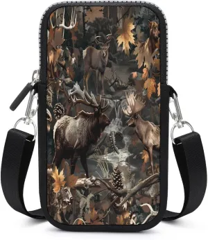 Deer Hunting Camouflage Bear Small Crossbody Bags Cell Phone Purses Travel Pouch Shoulder Bag for Women Men