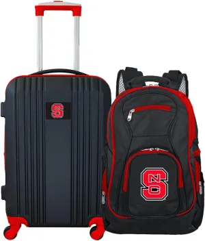 Denco North Carolina State University Wolfpack 2-Piece Luggage Set, Includes 21-inch Two-Tone Hardcase Spinner and 19" Laptop Backpack