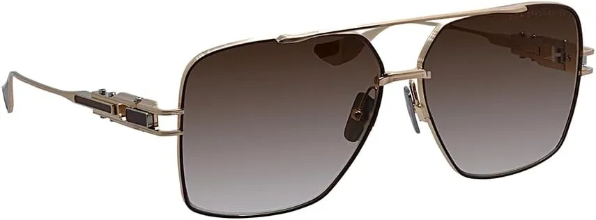Dita GRAND EMPERIK DT DTS159 A-05 Brushed White Gold/Capuccino Metal Aviator Sunglasses Brown Gradient Lens, 61-14-137