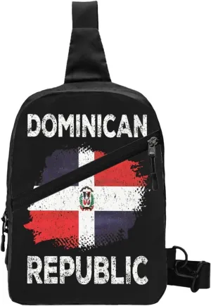 Dominican Dominicana Republic Flag Packable Crossbody Bag Portable Sling Bags Foldable Travel Daypack Reusable Sports Shoulder Backpack Diagonally Chest Bag for Workout