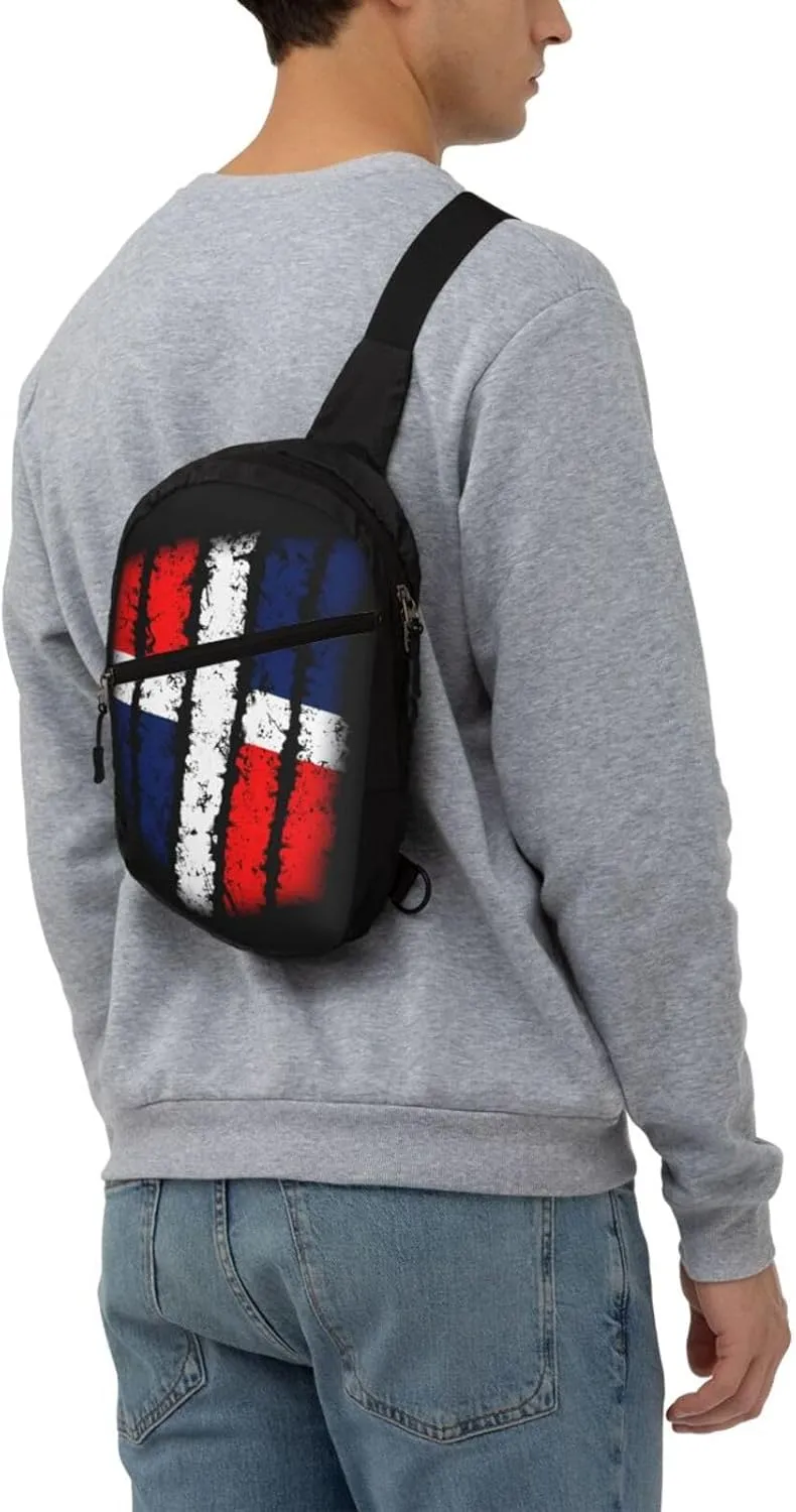 Dominican Republic Flag Packable Crossbody Bag Portable Sling Bags Foldable Travel Daypack Reusable Sports Shoulder Backpack Diagonally Chest Bag for Workout