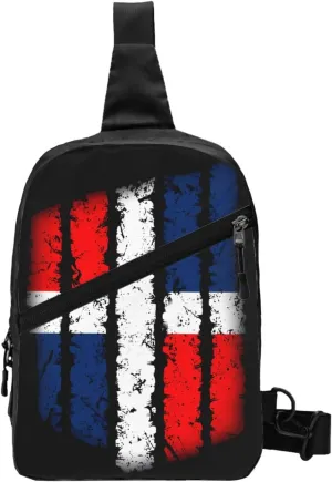 Dominican Republic Flag Packable Crossbody Bag Portable Sling Bags Foldable Travel Daypack Reusable Sports Shoulder Backpack Diagonally Chest Bag for Workout