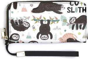 Donnapink Long Clutch Wallet, Long Handbag with Wristlet Strap, PU Leather Zip Purse