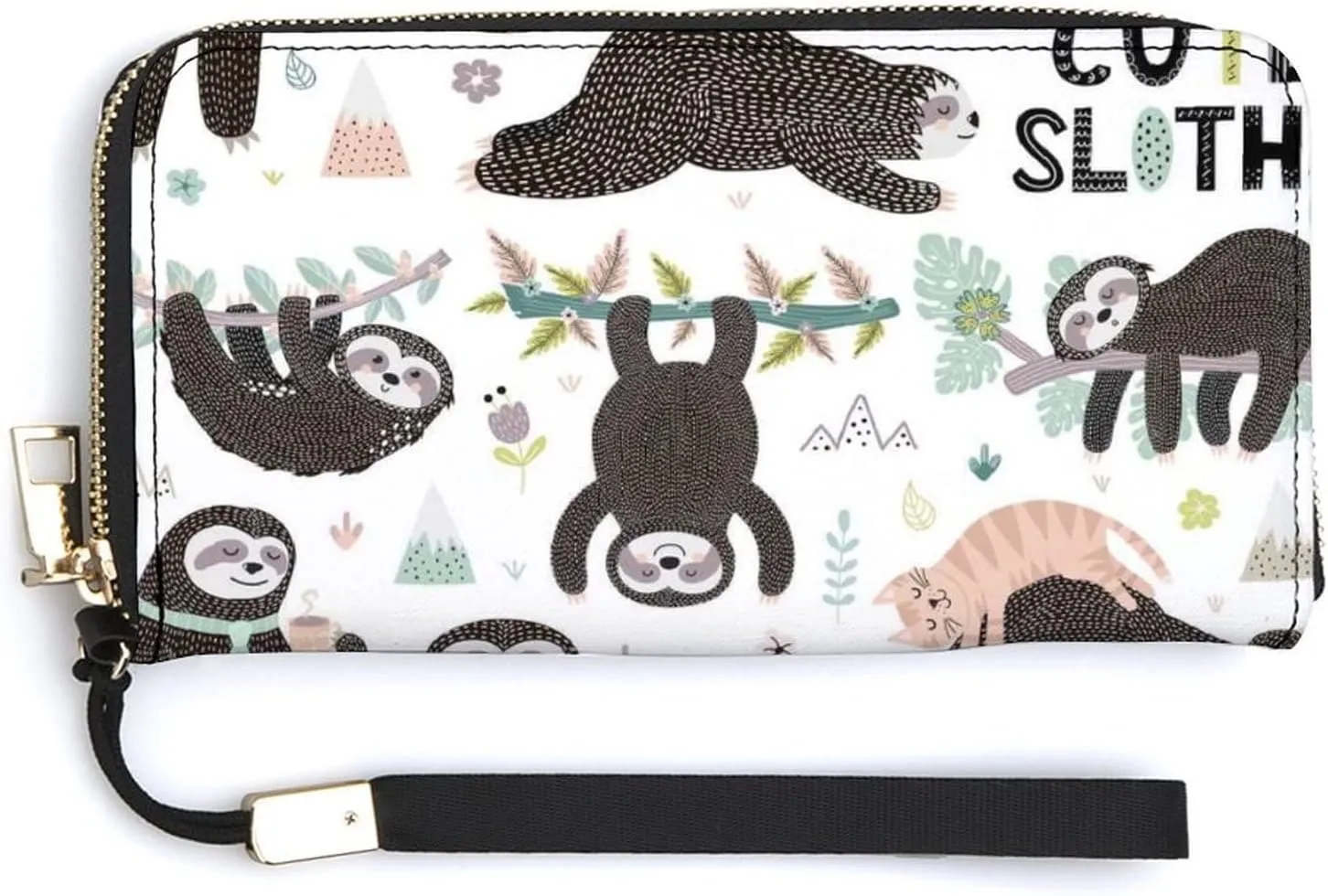 Donnapink Long Clutch Wallet, Long Handbag with Wristlet Strap, PU Leather Zip Purse