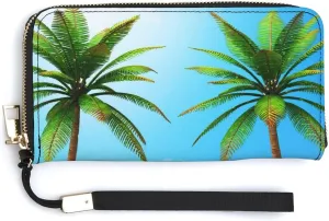 Donnapink Long Clutch Wallet, Long Handbag with Wristlet Strap, PU Leather Zip Purse